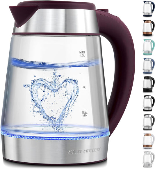 Zulay Kitchen Fast Boiling Electric Water Kettle - 1.7L, 1500W, Auto Shut-Off for Overboil & Boil Dry Protection, Cool-Touch Handle, 360° Base - Rapid Teapot Boiler For Coffee & Tea - Purple