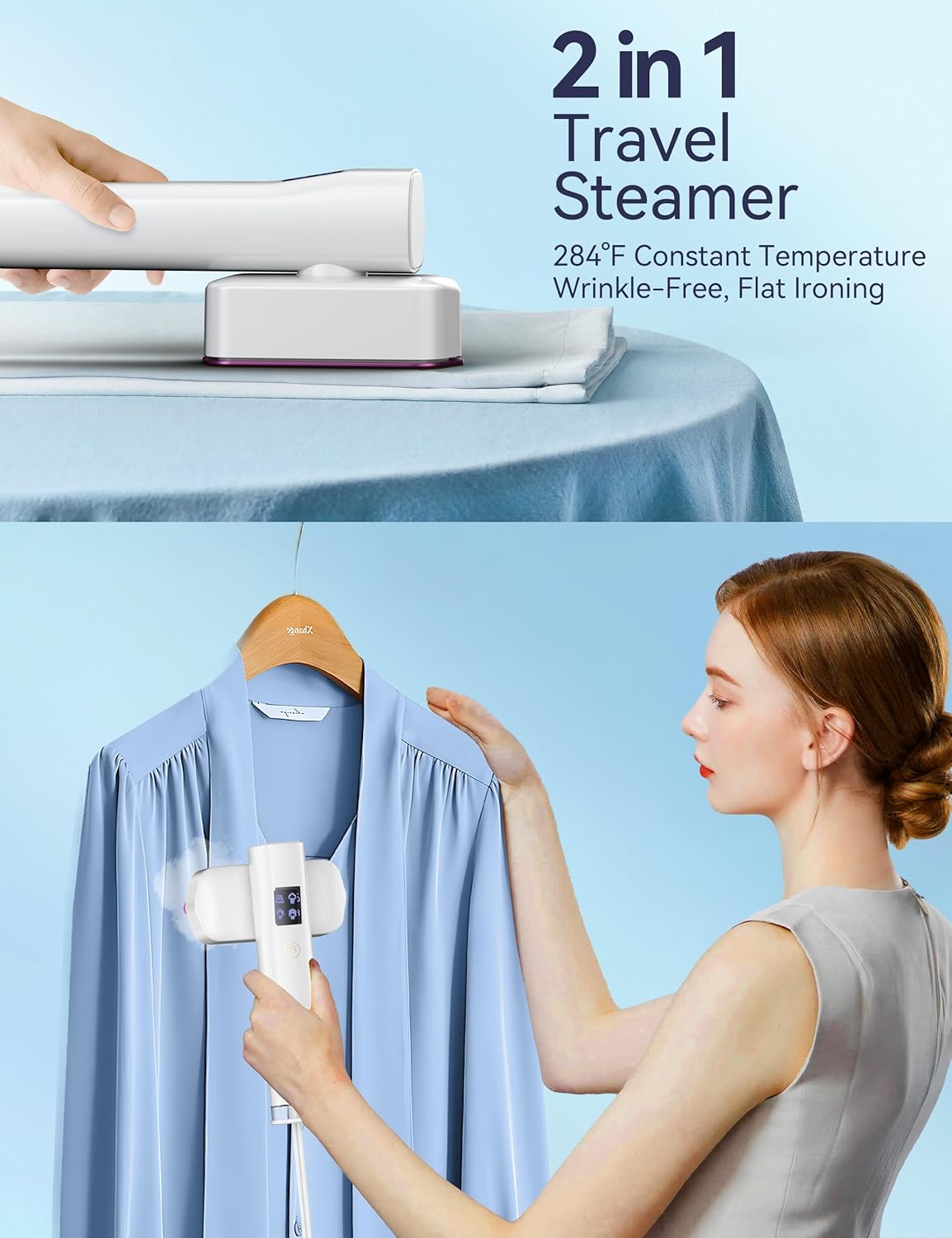 Steamer for Clothes, Sundu Portable 2-in-1 Steamer & Iron, 15s Fast Heat-up, 100ml Water Tank, Ironing Gloves, 20 Min Continuous Steam, Wrinkle Remover for Garment, Travel & Home Use (Cream White)