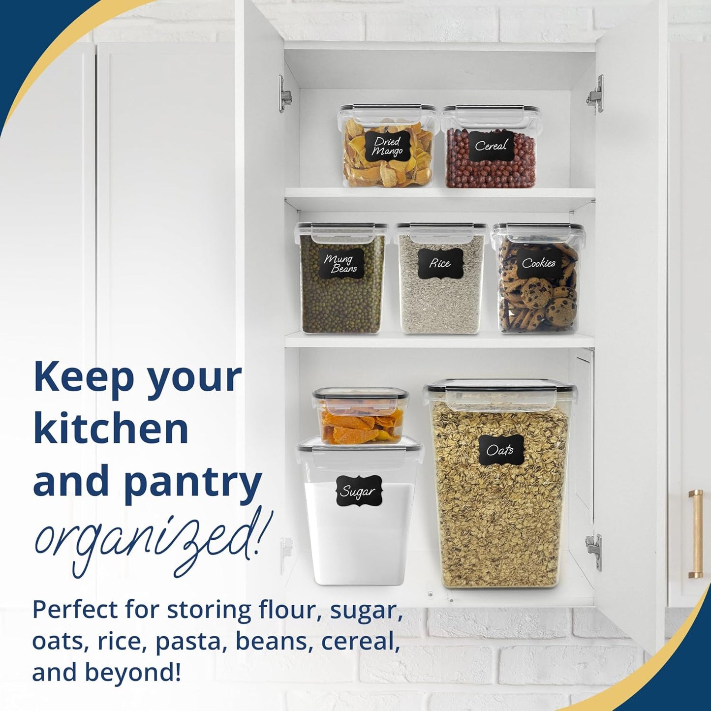 Reli. Airtight Food Storage Containers with Lids (11 Sets) | Kitchen Organizers and Storage Pantry Organizers | BPA Free Plastic Food Container XL Size Variety Pack w/ 2 Measuring Cups, 12 Labels, Pen