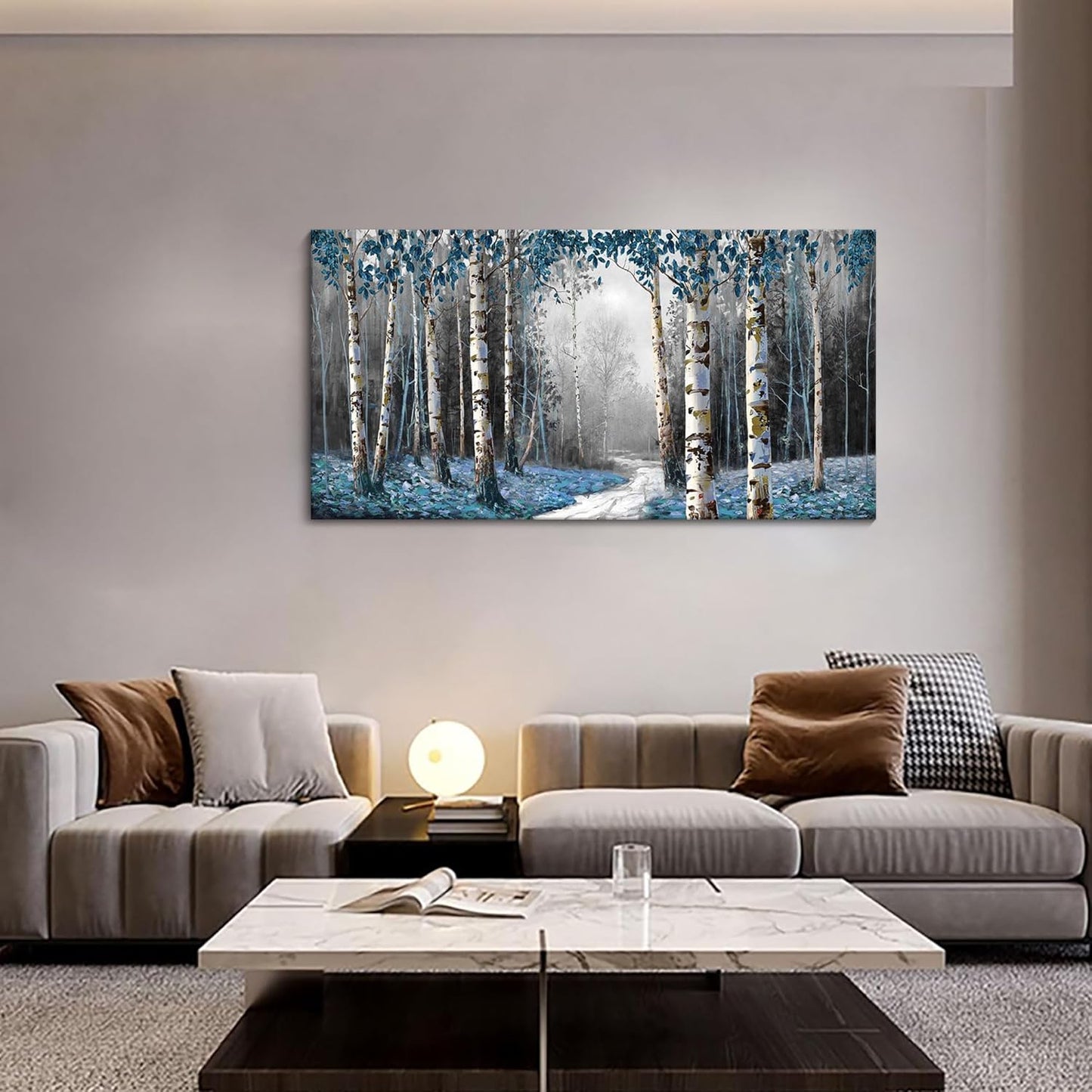 HKDGOKA Canvas Wall Art Living Room Large Fall Pictures Wall Decor Gray Nature Tree Paintings Modern Artwork for Bedroom Kitchen Bathroom Office Home Decor 40"x20"