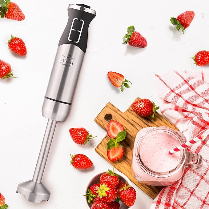 Zulay Immersion Blender Handheld - Durable Stick Blender With Ultra-Sharp Stainless Steel Blades For Effortless Blending (Immersion Blender Set (No Cup), Matte Black)