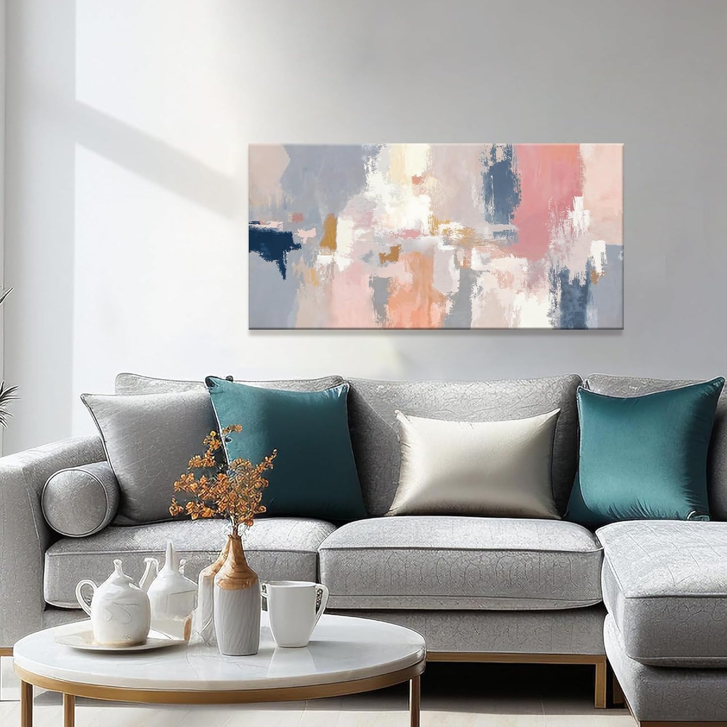 Pink And Gray Abstract Wall Art Decor Modern Artwork Decorations Canvas Prints Pictures For Bedroom Wall Decor Living Room Apartment Kitchen Bathroom Home Wall Decor 20x40 Inch