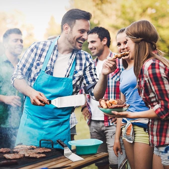 Anmarko Grill Spatula Set - Long Metal Spatula Spatula - Griddle Scraper and Pancake Flipper or Pizza Spatula - Offset Spatula - Stainless Steel Utensil Great for BBQ Grill Flat Top