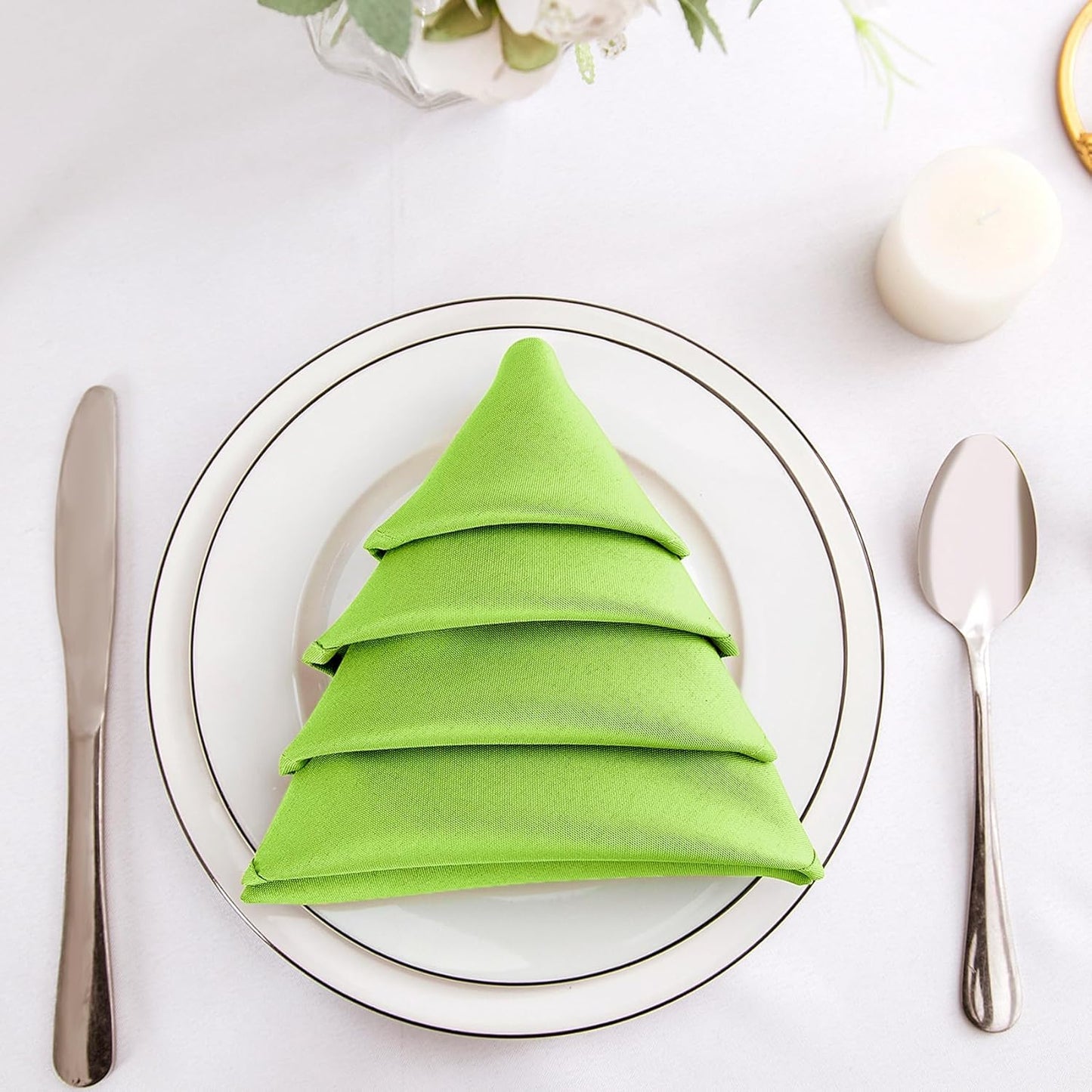 Bailarina Cloth Napkins Set of 40,17x17 inches Dinner Napkins Cloth Washable,Polyester Square Table Cloth Napkin Bulk with Hemmed Edges Ideal for Banquets, Parties and Weddings-Apple Green