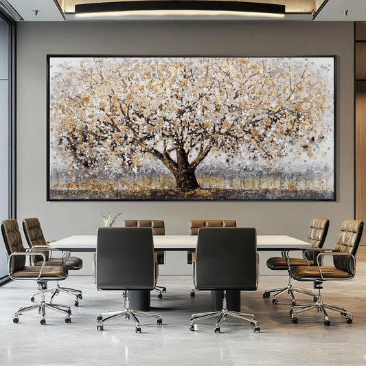 Gold Foil Canvas Wall Art Flower Wall Decor Plant Photo Prints Landscape Wall Decorations 29"x58" Large Artwork for Living Room Office