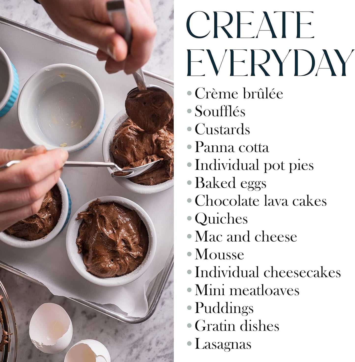 Bellemain 4 oz Porcelain Mini Bowls | Ramekins, Custard Cups, Mini Cheesecake Pans, Small Baking Dish, Dipping Sauce Bowls, Small Casserole Dishes, Ramekins Oven Safe to 500F, Set of 6 (Multi)