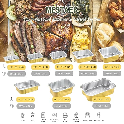 13"x 8.9" 7.5LB Sturdy Aluminum Foil Pans with Lids and Handle (5 Pack), 2X Thicker Heavy Duty, Dishwasher, Reusable Microwavable for Cooking, Baking, Reheating, Freezer, Oven, Recyclable