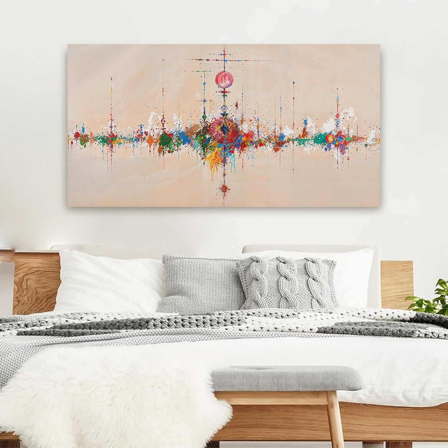 KUPTEU Canvas Wall Art Decor Modern Wall Art Pictures for Living Room Artwork for Walls Large Abstract Colorful Wall Art Prints Abstract Canvas Art Wall Decor Bedroom Home Aesthetic Decor 24" X 48"