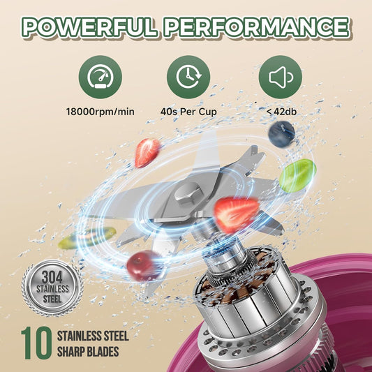 Portable Blender, Prasky Personal Blenders for Shakes and Smoothies with 27oz Cup, Lid and Shoulder Strap, Type-C USB Rechargeable, Personal Size Blenders BPA-free for Travel/Kitchen (Rose Red)