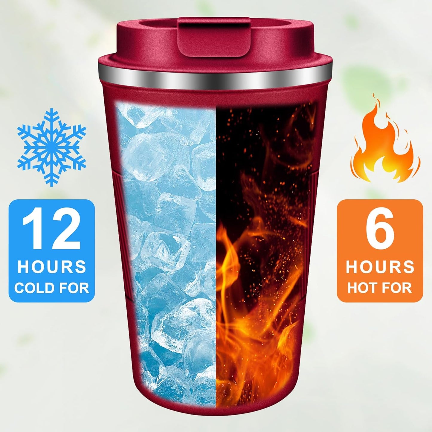 Coffee Travel Mug 12oz Insulated Coffee Mug with Lid Portable Spill-Proof Coffee Travel Mug No Handle Reusable Stainless Steel Mug Keeps Cold and Hot Suitable for Car, Daily, Travel and Gifts