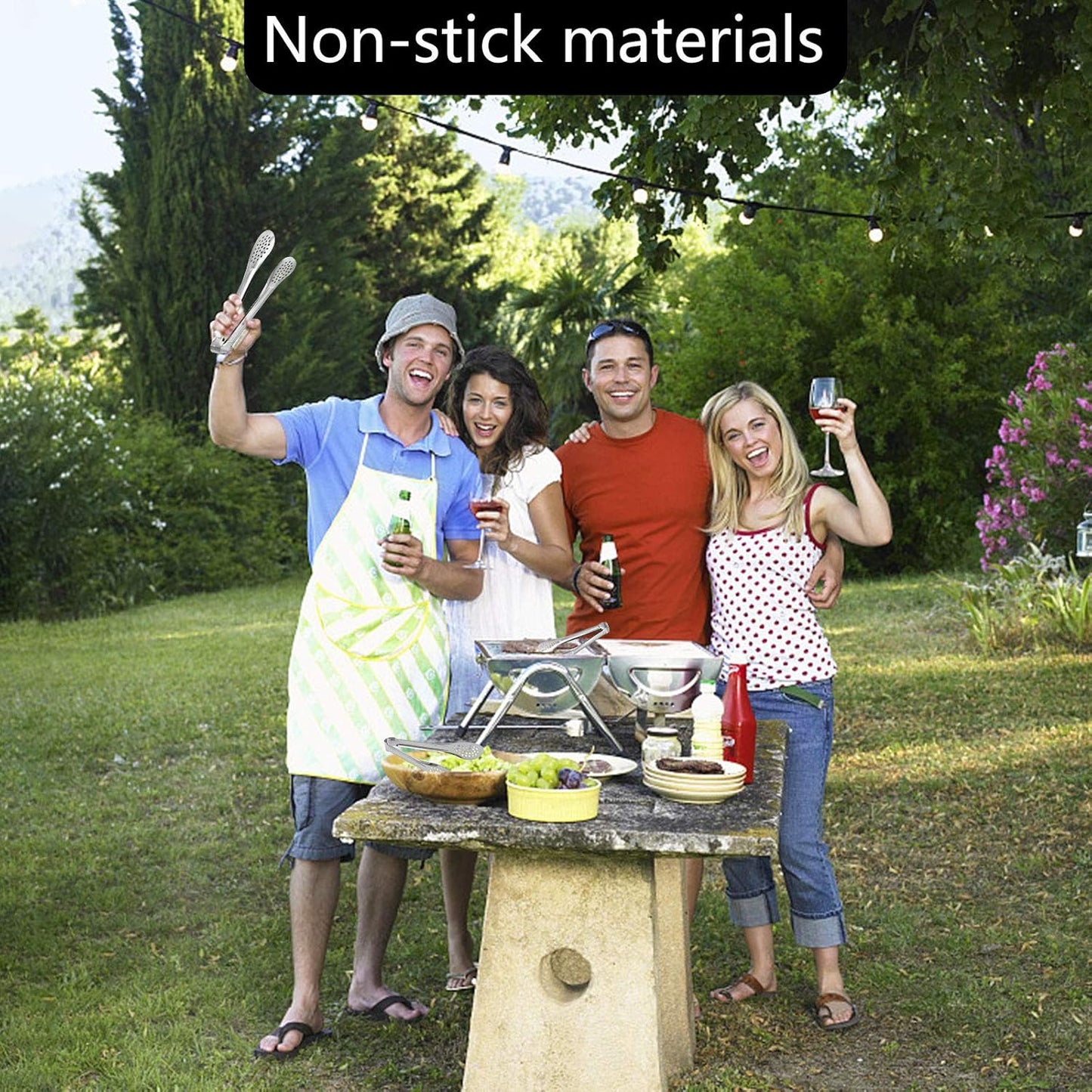 4 Pack Buffet Tongs, Stainless Steel Serving Tongs Serving Utensils 7Inch,9Inch