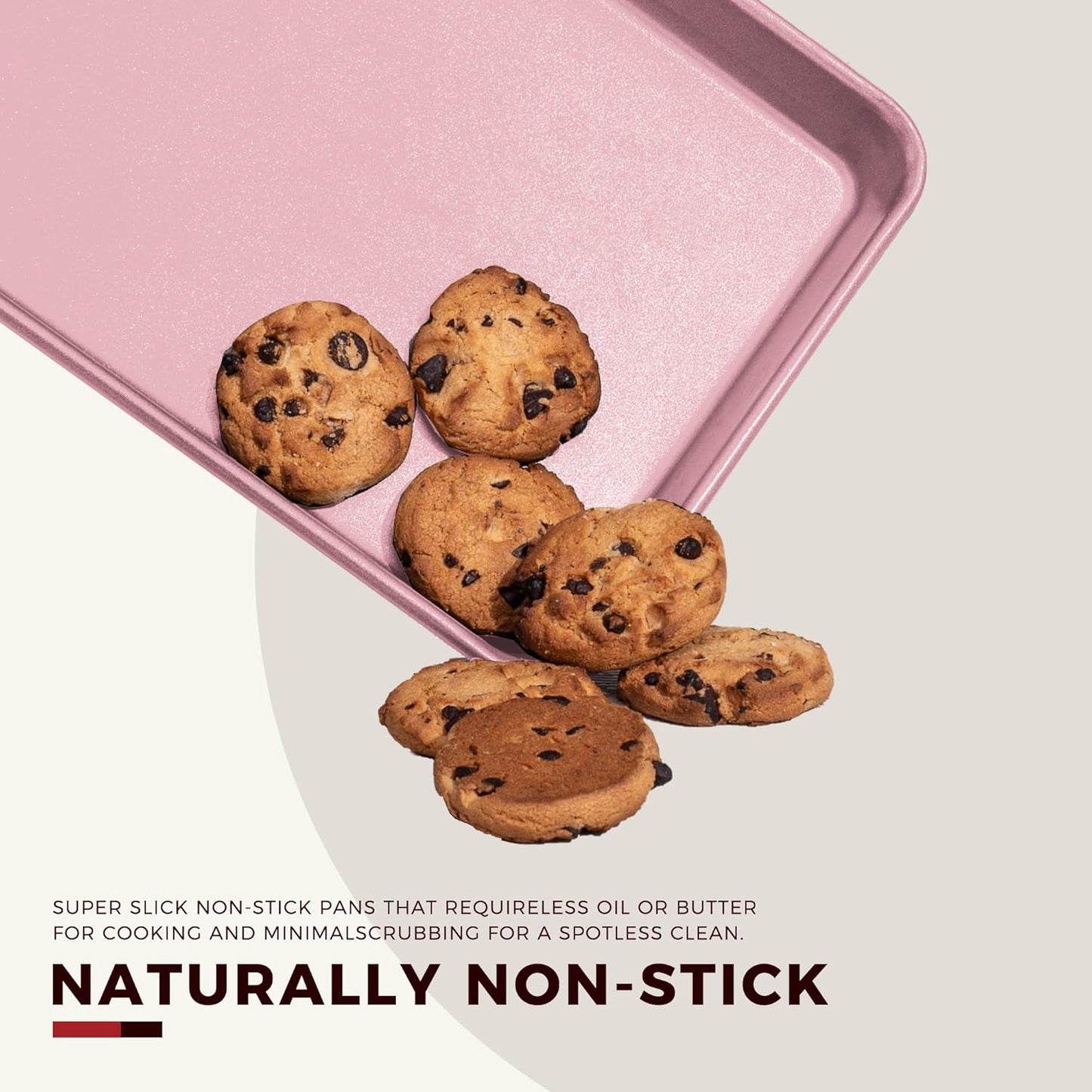 KITESSENSU Baking Pans Sets, Nonstick Bakeware Sets 7-Piece with Round/Square Cake Pan, Loaf Pan, Muffin Pan, Cookie Sheet, Roast Pan, Cooling Rack, Carbon Steel Bake Set Pink