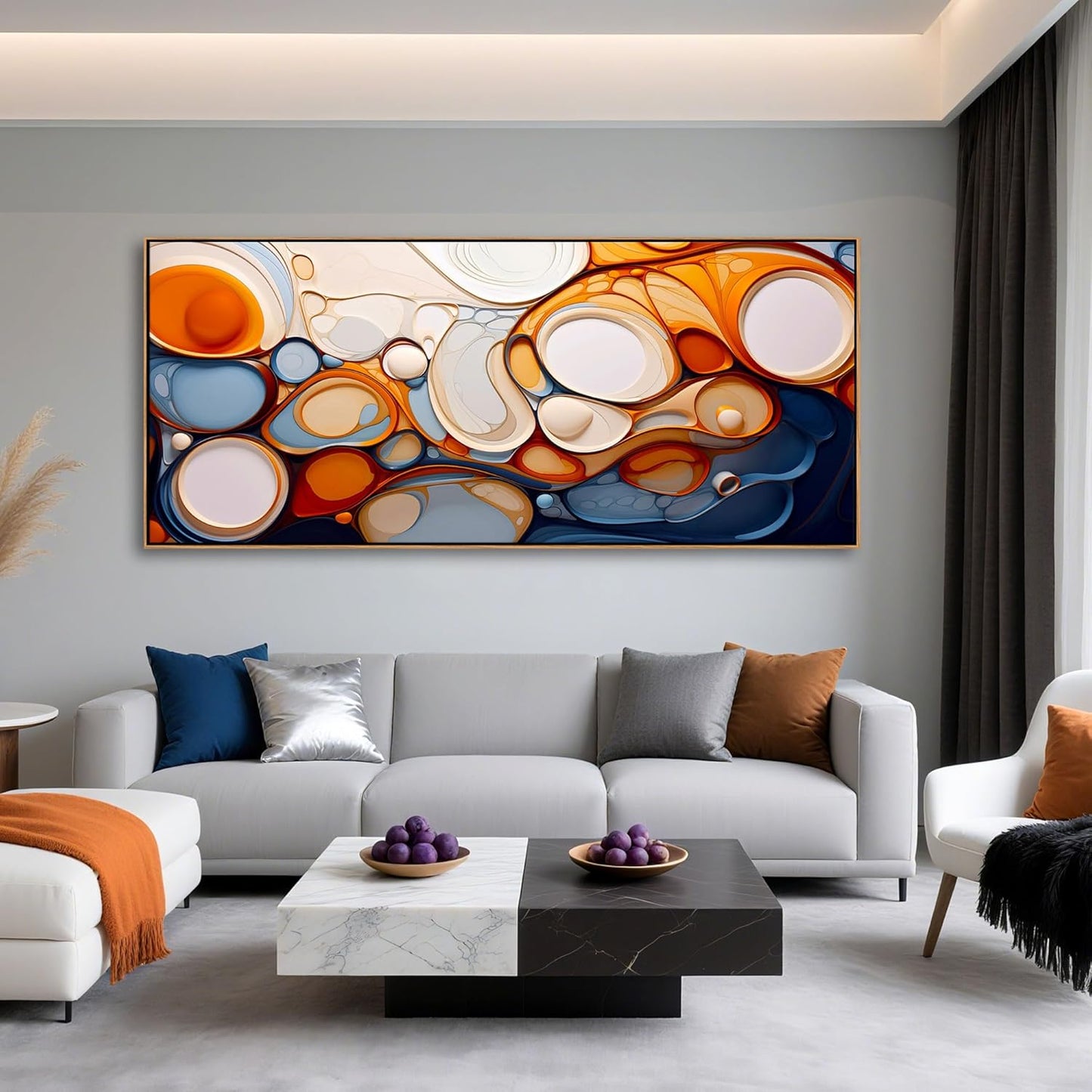 Large Abstract Wall Art Framed Canvas for Living Room - Colorful Modern Aesthetic Bedroom Decor Above Bed, Office Artwork Wood Frame Pictures Wall Decor
