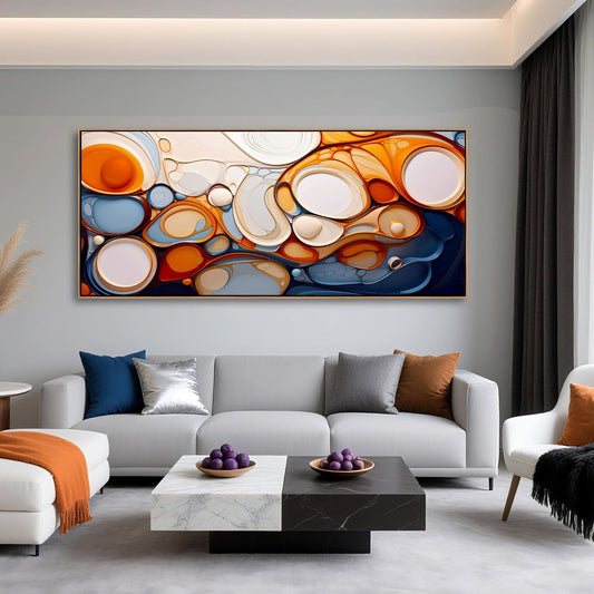 Large Abstract Wall Art Framed Canvas for Living Room - Colorful Modern Aesthetic Bedroom Decor Above Bed, Office Artwork Wood Frame Pictures Wall Decor