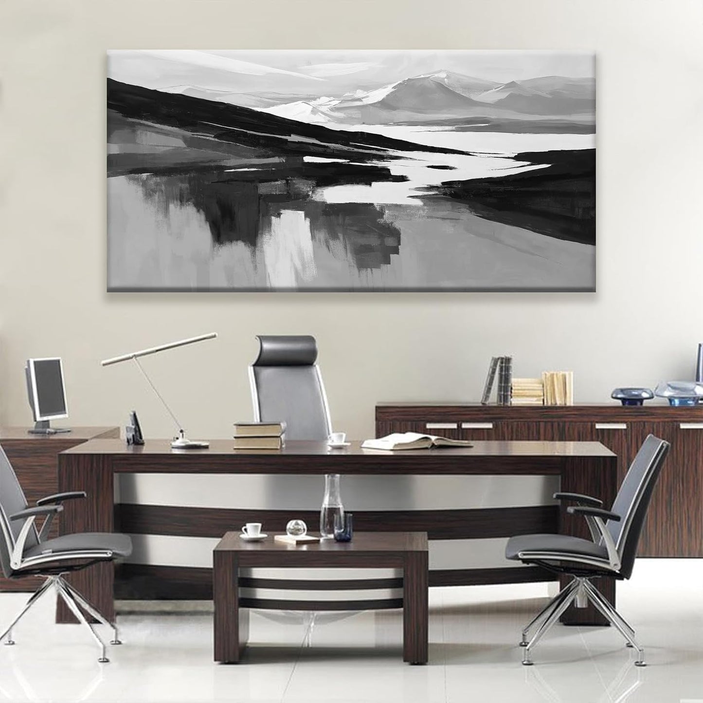 Large Abstract Wall Art For Living Room Decor Black White Wall Art Painting Prints Minimalist Black Abstract Art Modern Canvas Art Wall Decor For Bedroom Kitchen Office 29"×58"