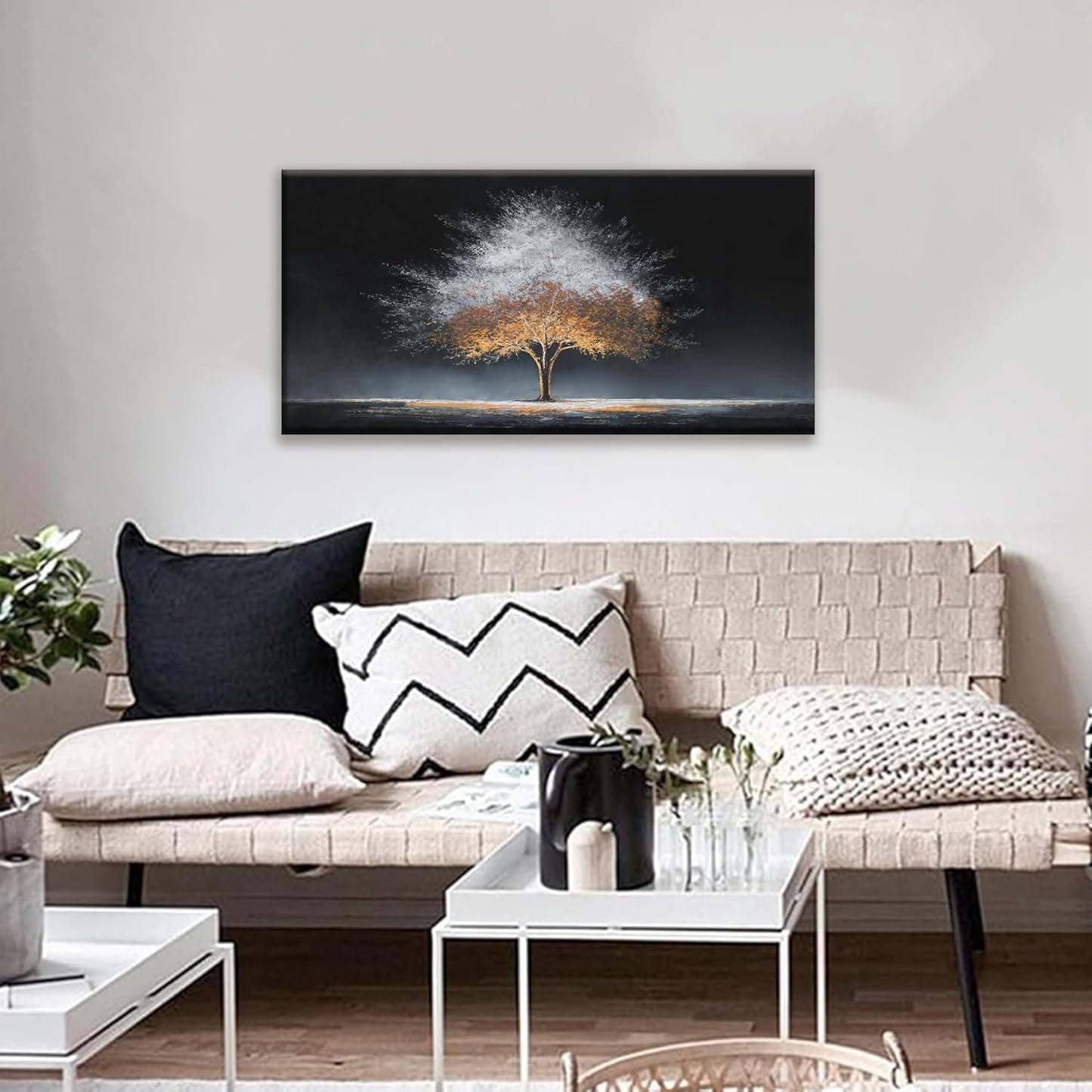 Burning Gray Tree Of Life Wall Art Canvas Art Wall Decor Modern Artwork Abstract Wall Art For Living Room Bedroom Apartment Kitchen Bathroom Office 20x40 Inch Canvas Prints