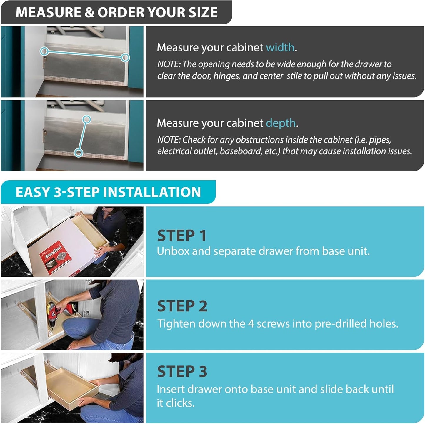 SlidingSusan Pull Out Drawer Organizer for Cabinets, Gliding Soft Close Shelves for Kitchen, Pantry, Bathroom, & Storage Organization, 9 Ply Baltic Birch, 20 Inch Wide x 21 Inch Deep