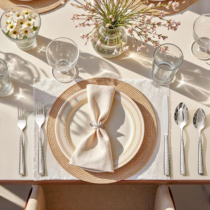 Kingstone Hammered Silverware Set, 10-Piece Flatware Set for 2, 18/10 Stainless Steel Heavy Duty Cutlery Set, Mirror Polished Utensil Sets for Home, Restaurant, wedding, Dishwasher Safe