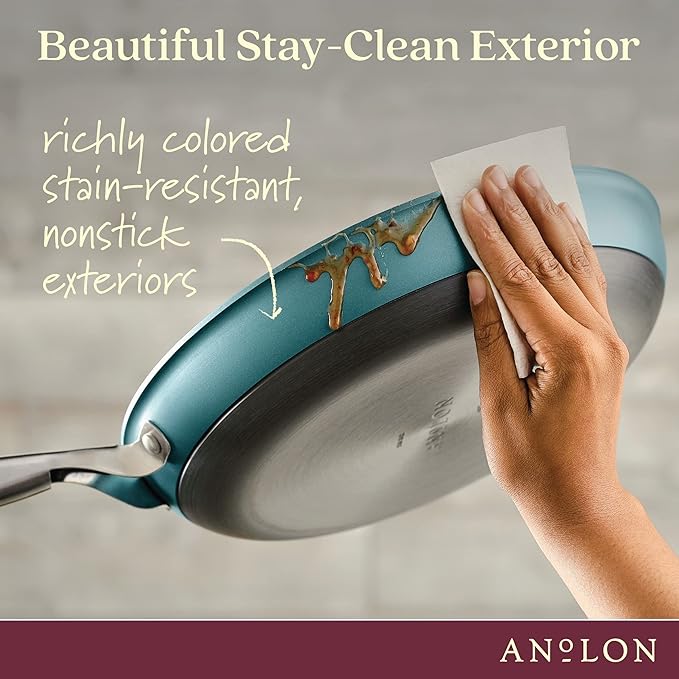 Anolon Achieve Hard Anodized Nonstick Frying Pan/Skillet, 12 Inch, Teal