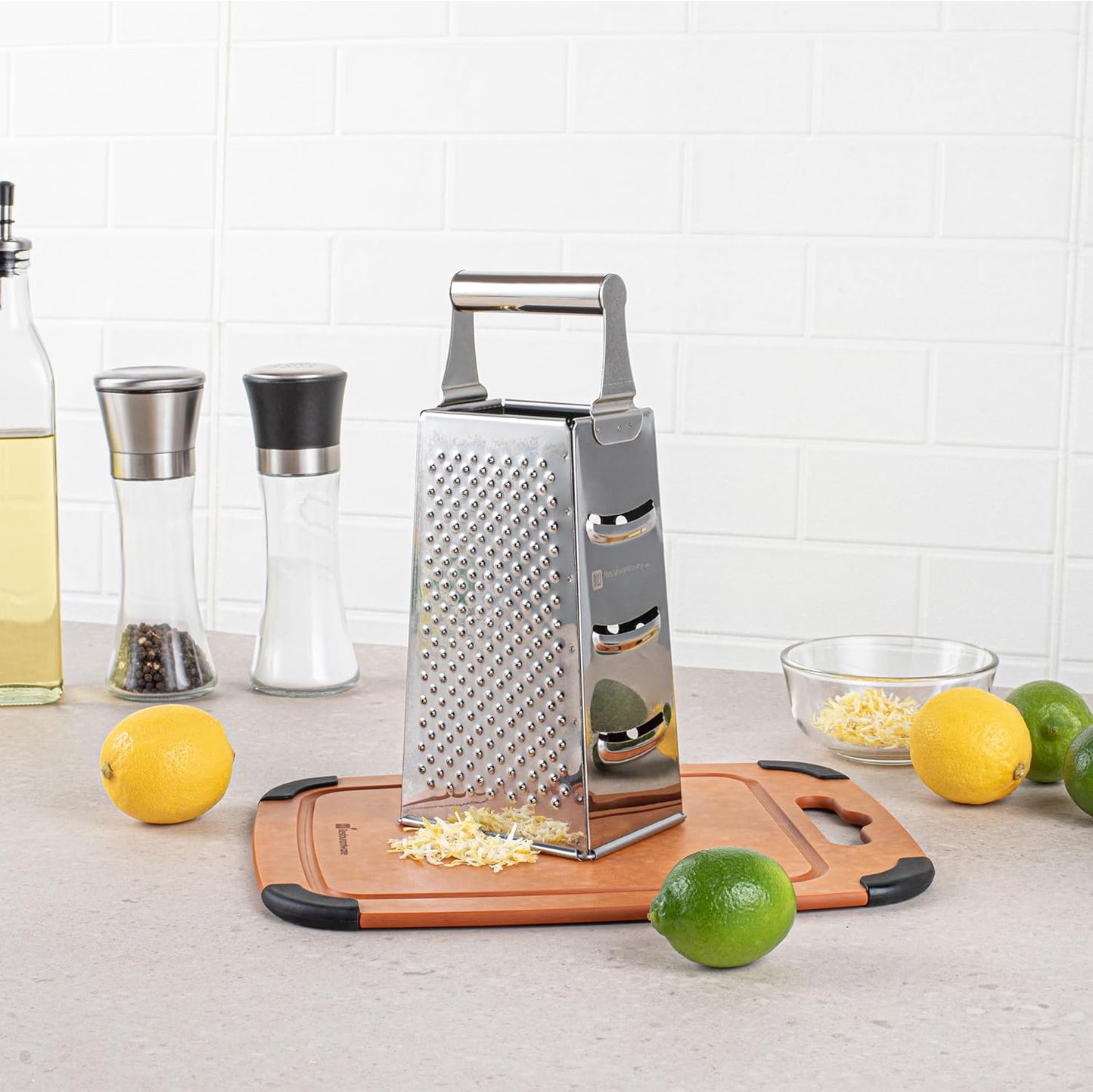 Restaurantware Met Lux Cheese Grater 1 Heavy-Duty Box Grater - With 4 Sides Built-In Handle Stainless Steel Food Grater For Vegetables And Cheese