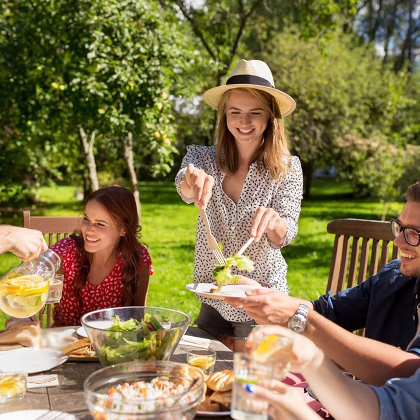 100% Bamboo Utensils -100 PK 6.7" Bamboo Compostable Forks Disposable Cutlery Set Biodegradable Eco Friendly Renewable Flatware Forks