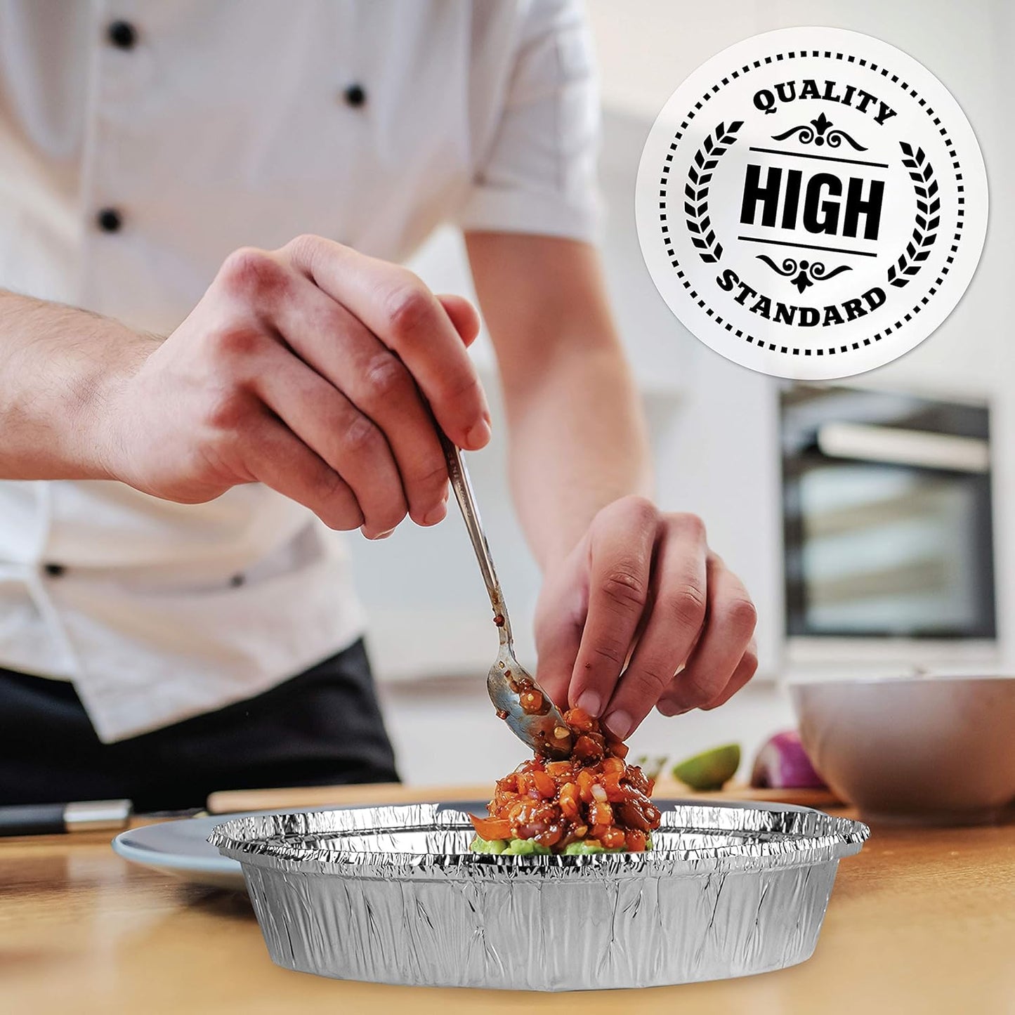 PLASTICPRO 9'' Inch Round Tin Foil Pans Disposable Aluminum, Freezer & Oven Safe - For Baking, Cooking, Storage, Roasting, & Reheating, Pack of 100