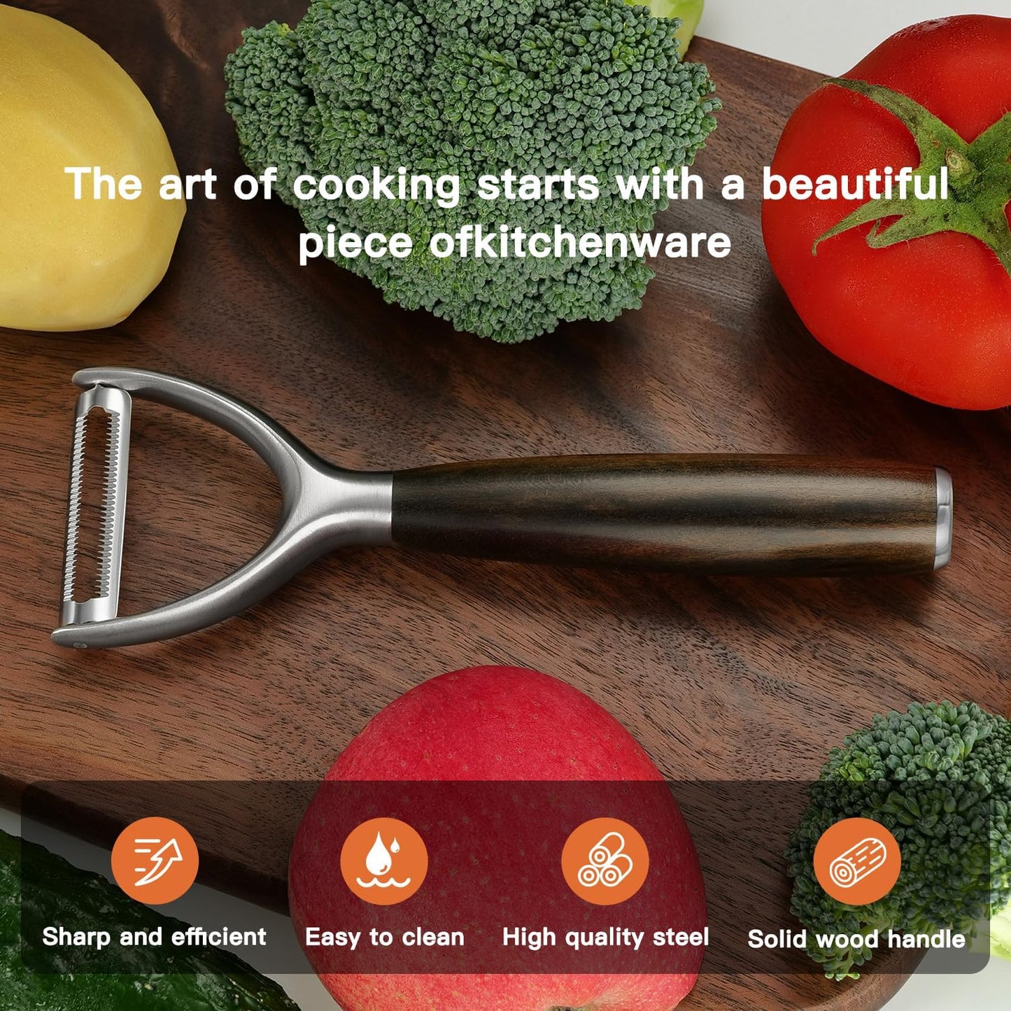 Serrated Blade Premium Y Type 304 Stainless Steel Multifunctional Kitchen Peeler Real Wood Handle Ultra Sharp Blade Vegetable Potato Apple（Agarwood）