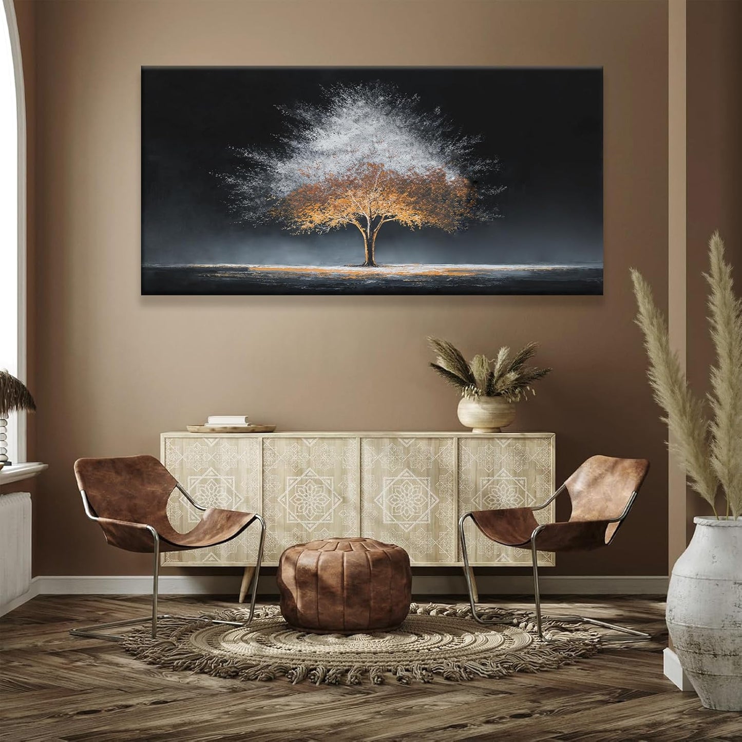 Large Canvas Wall Art For Living Room Home Wall Decor Burning Gray Tree Of Life Wall Art Decor Modern Artwork Abstract Art Prints Bedroom Kitchen Office 29x58 Inch Canvas Prints