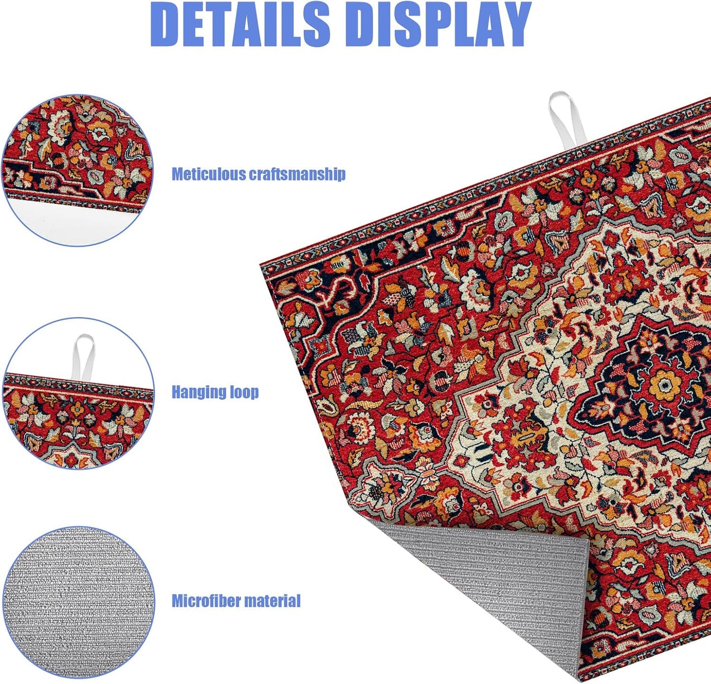 Boho Vintage Ethnic Dish Drying Mat for Kitchen Counter Persian Original Tribal Drying Pad Absorbent Dish Drainer Rack Mats Draining Pad