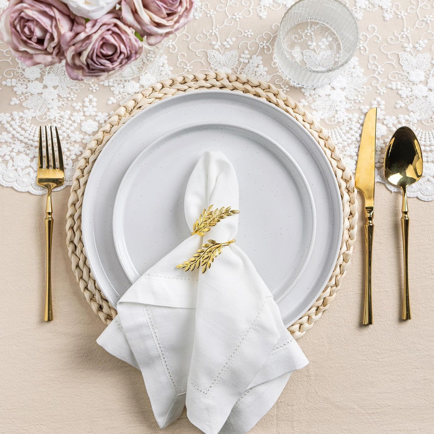 AmorArc Ceramic Dinnerware Set for 8 | Speckled Stoneware Plates and Bowls with Rustic Terracotta Underside| Scratch Resistant,Dishwasher & Microwave Safe Dishes Sets- 24pcs White