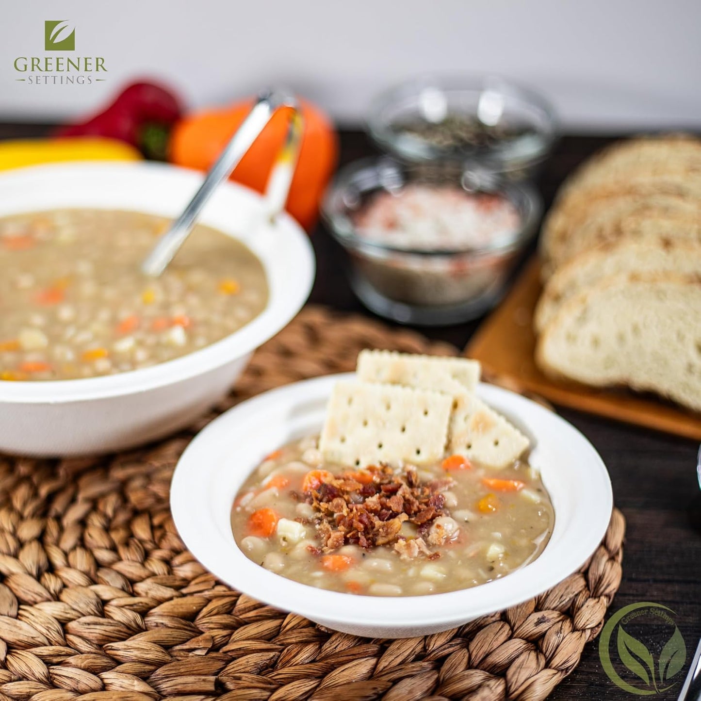 12 oz Compostable Paper Bowls - Heavy Duty Sugarcane, Biodegradable, Microwave & Leak-Resistant, 125 Count