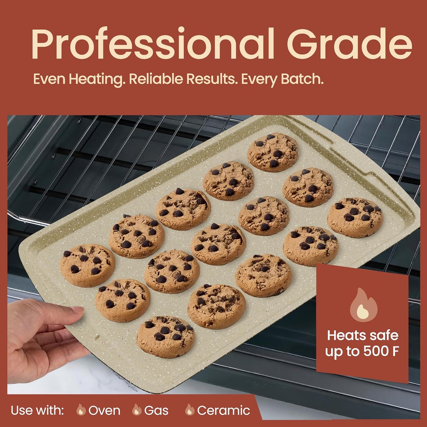 White Marble 10-Piece Bakeware Sets, Nonstick Carbon Steel Baking Sheet & Pans, Stackable Space-Saving Bakeware, Dishwasher Safe, Stain-resistant, PFOAPFOSPTFE Free, Oven Safe Up To 450°F (230°C)