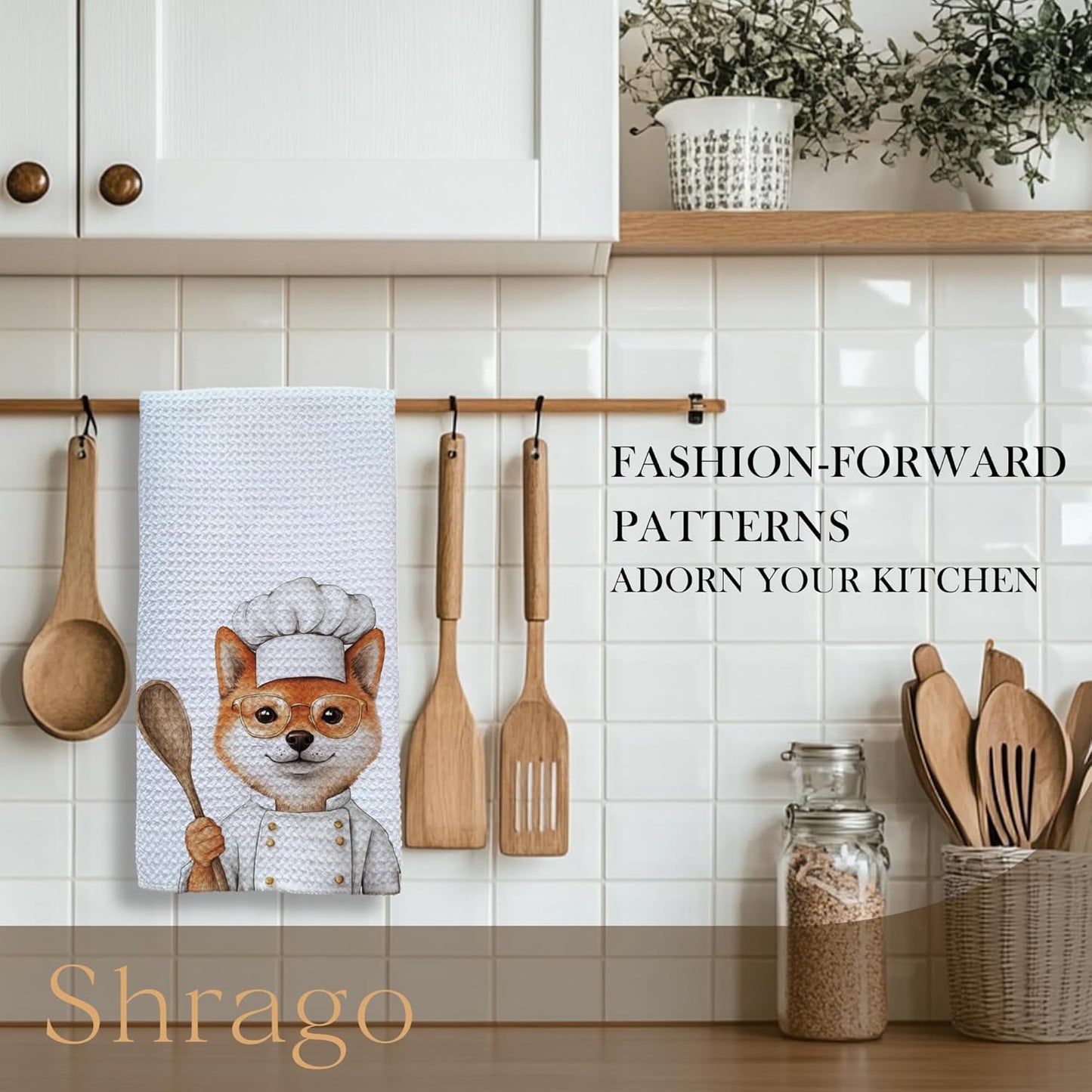 Funny Shiba Inu Dog Kitchen Towels, Shiba Inu Gifts for Women Dish Tea Towels for Kitchen, Dog Lovers Mom Dad Owner Gifts Decorative Hand Towels, 16x24 Inch