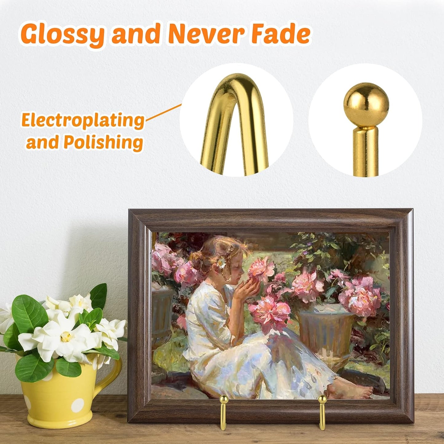 Mocoosy 2 Pack 4 Inch Gold Plate Stands for Display, Metal Square Wire Easel Stand, Plate Holder Display Stands, Picture Frame Stands for Display Photos, Decorative Platter, Book and Table Top Arts