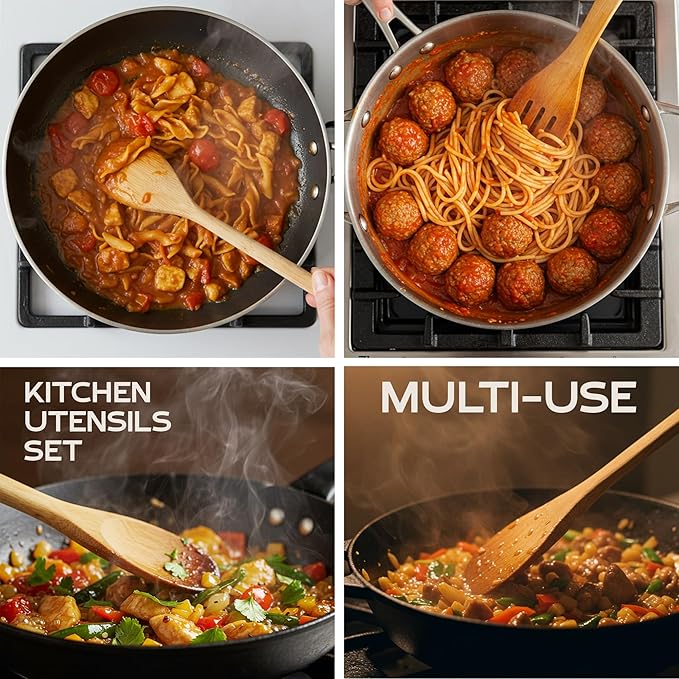 Wooden Spoons for Cooking - 6-Piece Wooden Utensil Set with Spatulas & Spoons, Heat-Resistant, Eco-Friendly Kitchen Utensils for Non-Stick Cookware (Harry Potter)