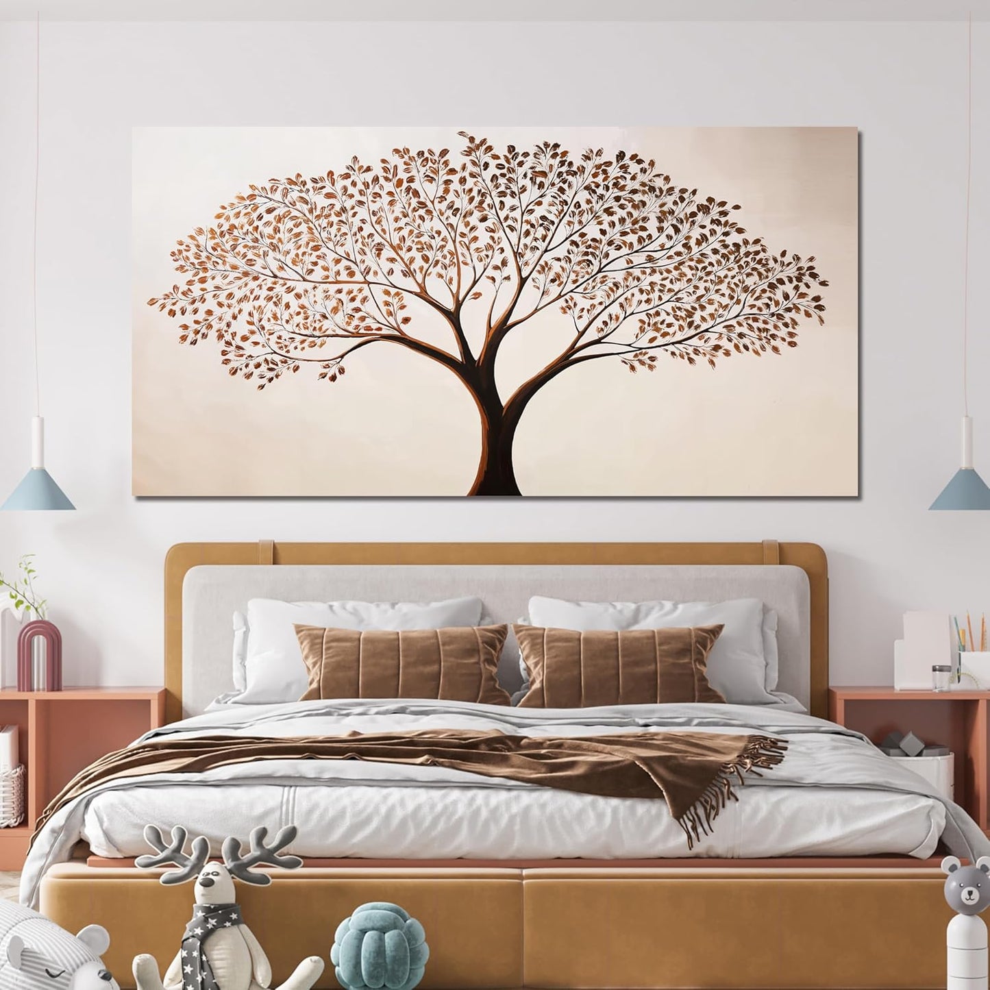 Canvas Art Wall Decor Modern Tree of Life Wall Art Prints Minimalist Botanical Wall Art Decorations Wall Art Pictures for Living Room Browm Artwork for Walls Bedroom Office Decor Aesthetic 20" X 40"