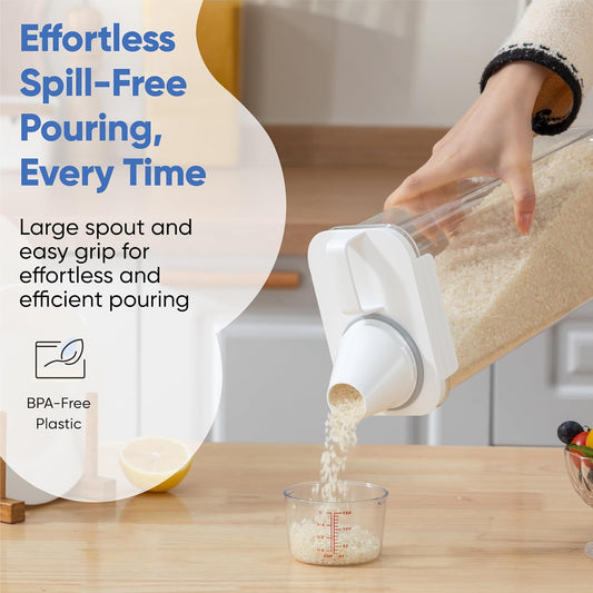 Chef's Path Airtight Food Storage Containers, Pack of 2 – 2.9L Cereal and Pasta Storage Organizer with Spout, Handle, & Measuring Cup Lid – Kitchen & Pantry Organizer for Food & Baking Supplies