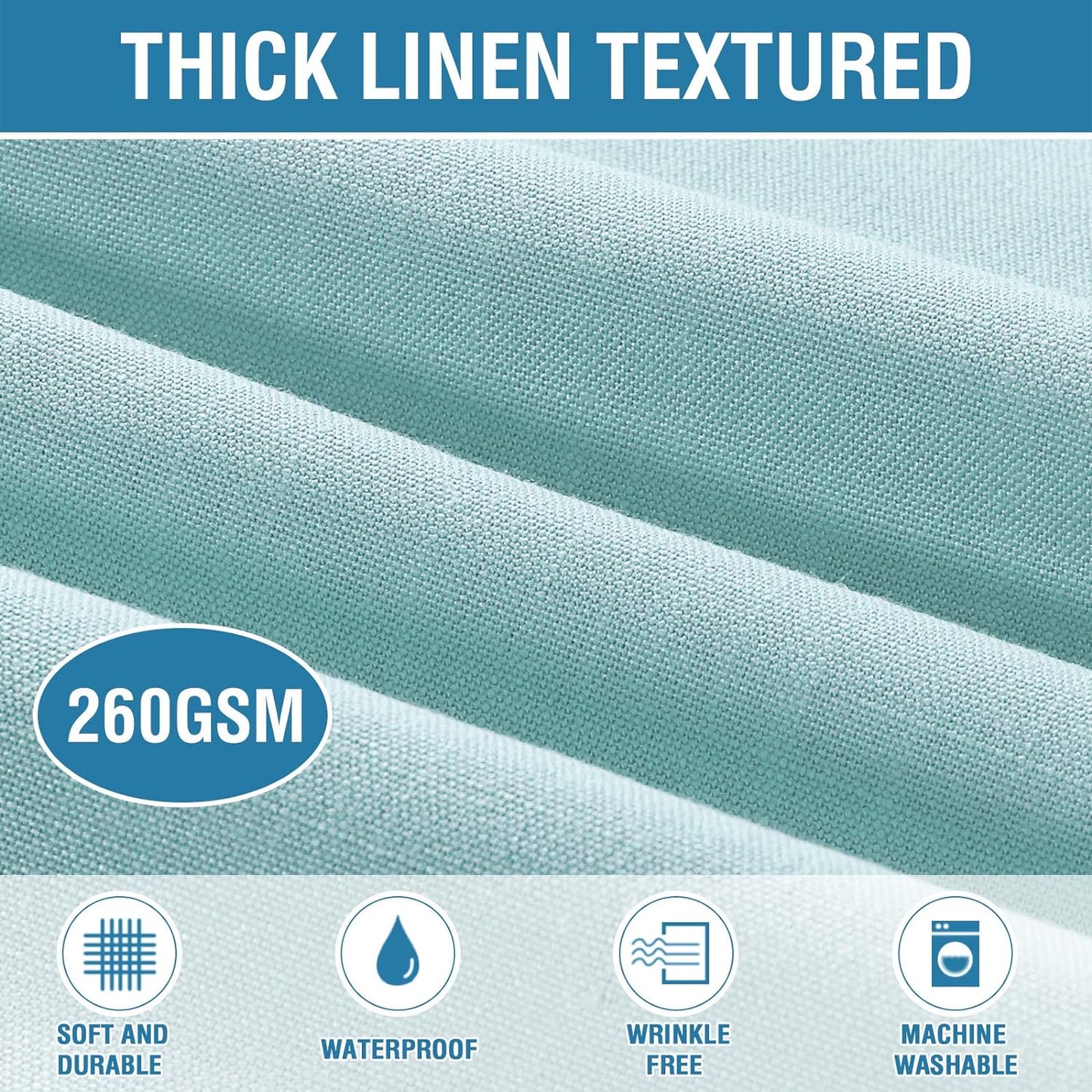 H.VERSAILTEX Linen Textured Table Cloths 54 x 70 Inch Premium Solid Tablecloth Spill-Proof Waterproof Table Cover for Dining Buffet Feature Extra Soft and Thick Fabric Wrinkle Free, Aqua