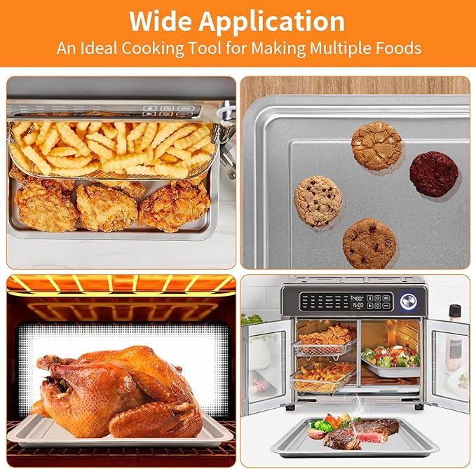 Air Fryer Replacement Tray for Emeril Lagasse Everyday 360 26 QT Extra Large Air Fryer, 12.5''×11.5'' Steel Air Fryer Accessories Grill Pan Plate Replacement Parts Rack