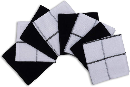 AMOUR INFINI Dish Cloths for Washing Dishes Set of 8 - Highly Absorbent, Super Soft Kitchen Dishcloths - Reusable Quick Dry Dish Rags for Cleaning & Drying Kitchen Linens (12x12 Inch - Black)