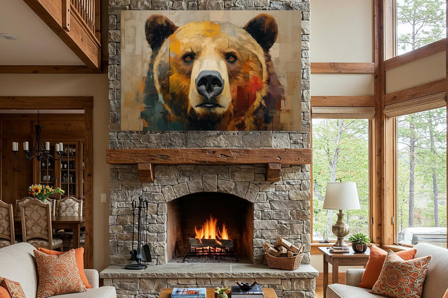 Wildlife Canvas Prints - Wild Animals Home Decor - Medium, Large, and Extra Large Wall Art for Living Room, Bathroom, Kitchen (Fragmented Strength, 35L" x 53W")