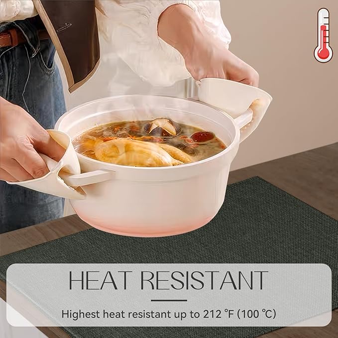 Romanstile Cloth Placemats Set of 6-12 x 18 Inch, Heat Resistant Double Layered Thickened Burlap Place Mats, Washable Faux Linen Farmhouse Table Mats for Kitchen/Dining/Party/Outdoor, Dark Grey