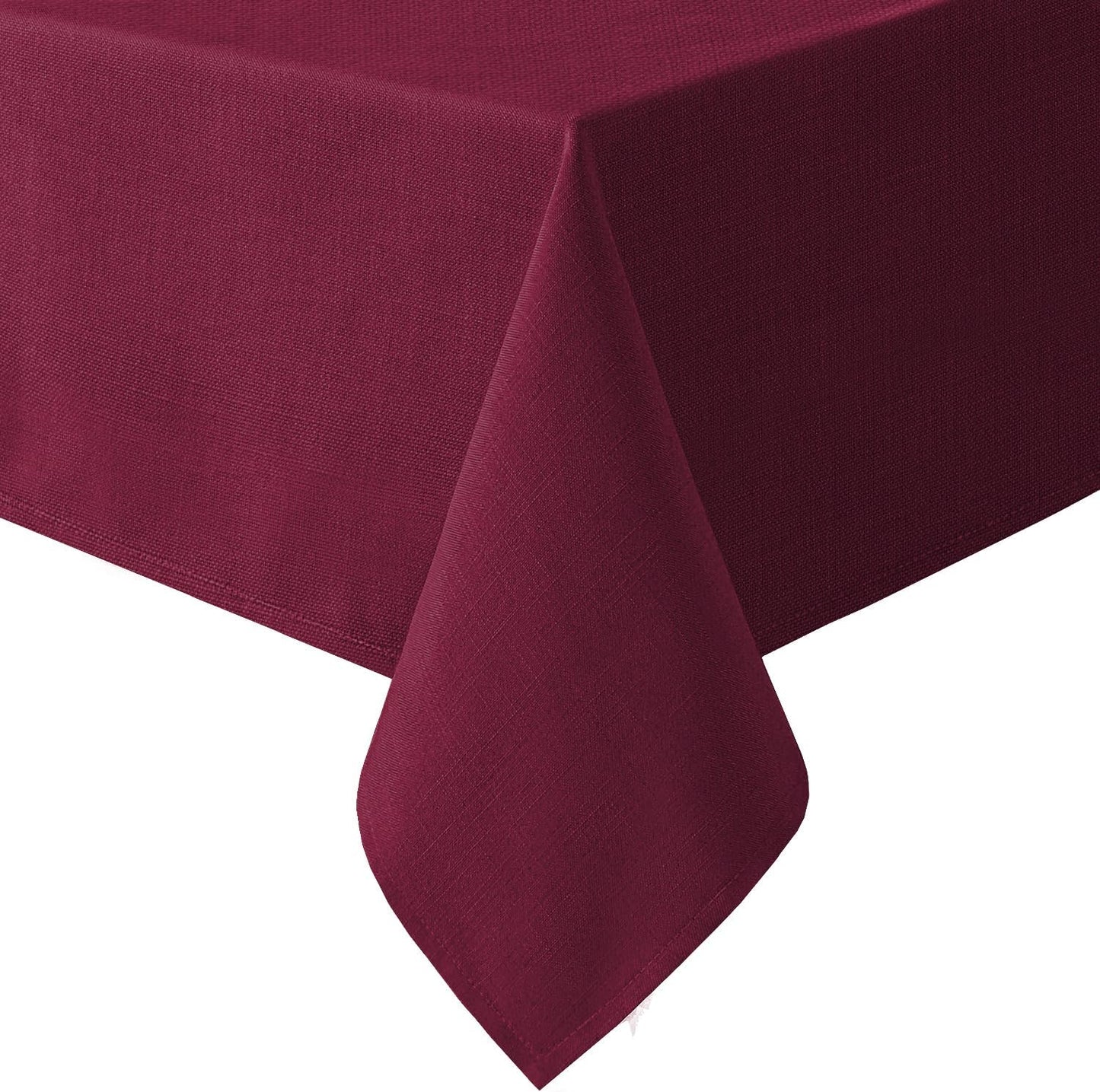 H.VERSAILTEX Linen Textured Table Cloths 54 x 70 Inch Premium Solid Tablecloth Spill-Proof Waterproof Table Cover for Dining Buffet Feature Extra Soft and Thick Fabric Wrinkle Free, Christmas Red