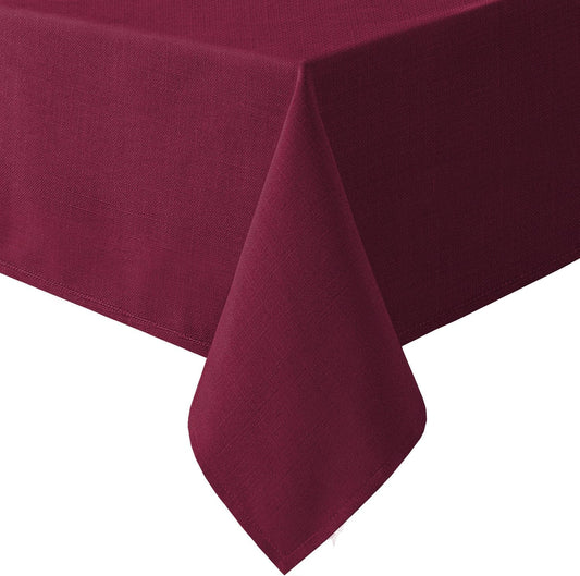 H.VERSAILTEX Linen Textured Table Cloths 54 x 54 Inch Premium Solid Tablecloth Spill-Proof Waterproof Table Cover for Dining Buffet Feature Extra Soft and Thick Fabric Wrinkle Free, Christmas Red