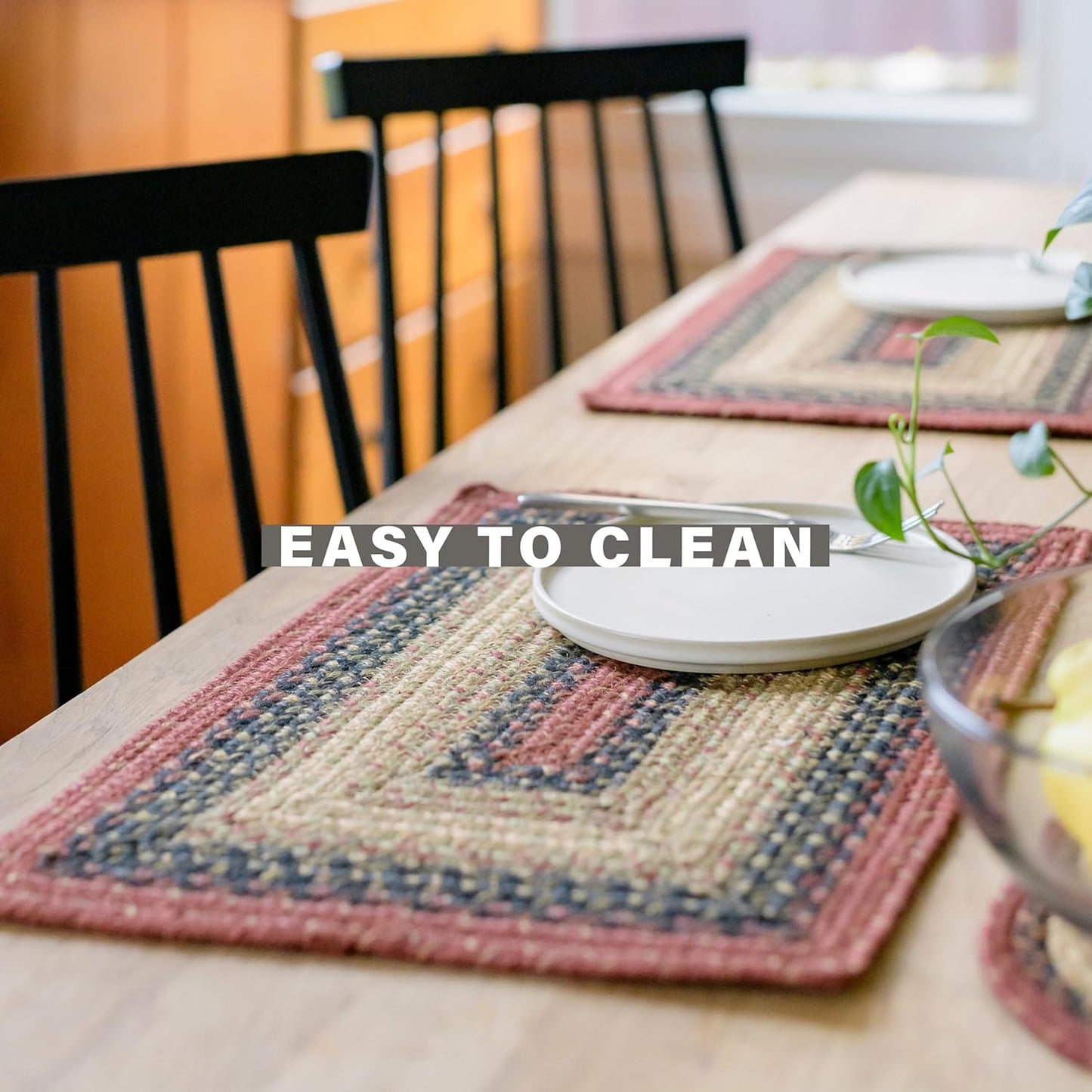 Homespice Highland Jute Braided Long Table Runner, Country Cabin Decor, Multicolor Rectangle 11x36 - Rich Colors, Easy to Clean, Durable and Protects Furniture