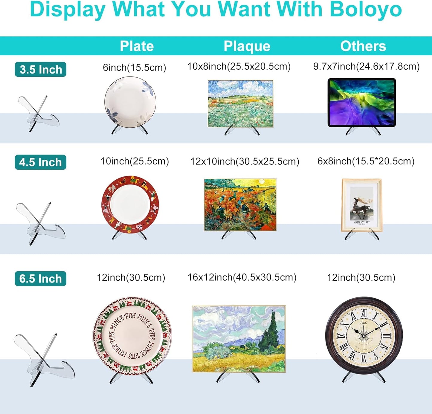 Boloyo "X Shape Acrylic Plate Display Stand, 3.5 Inch 2PC Clear Acrylic Bowl Plate Platter Dish China Porcelain Display Holder Easel Base for Home Kitchen School Art Display
