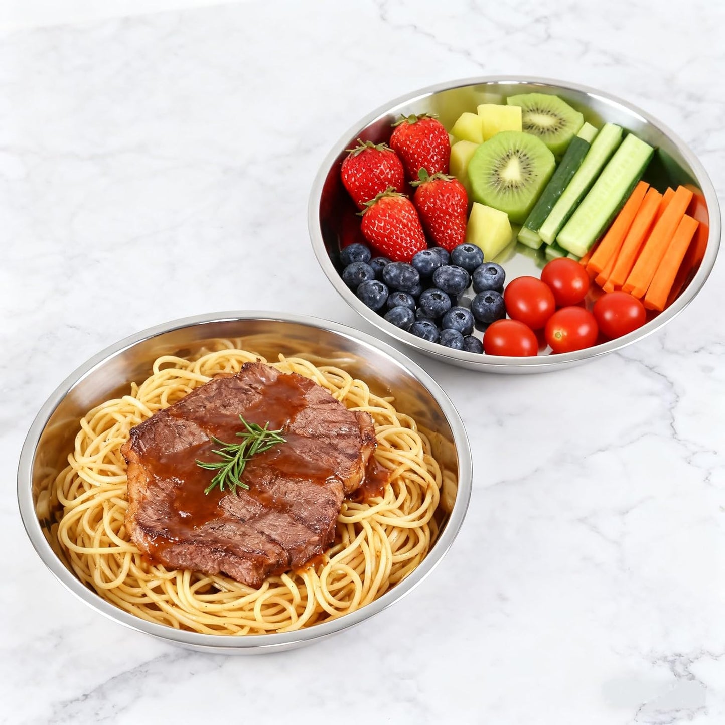 4-Piece Stainless Steel Round Plates, Dinner Plate Dish, 10-Inch