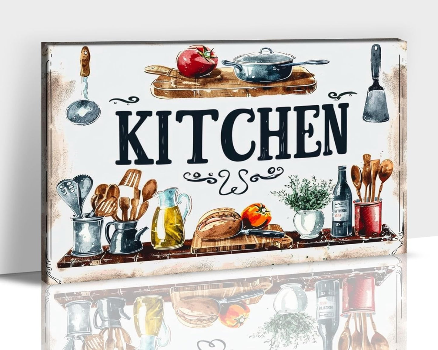 GUTTATY Farmhouse Wall Art, Rustic Kitchen Decor, Ready to Hang Canvas Print, Retro Posters Prints for Dining Room, Home, Restaurant Painting, 32x48 Inch