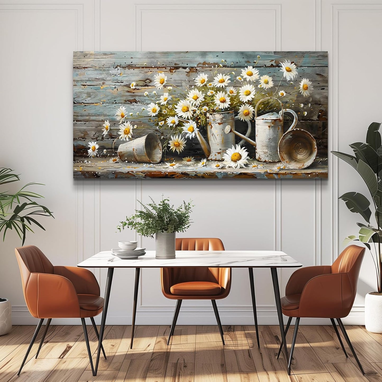 QIYILEXWART Canvas Wall Art For Living Room Large Wall Decor For Kitchen Bedroom Decorations Daisy Rustic Landscape Pictures Farmhouse Painting Artwork Room Wall Mural Aesthetic Home Decor 30x60 In