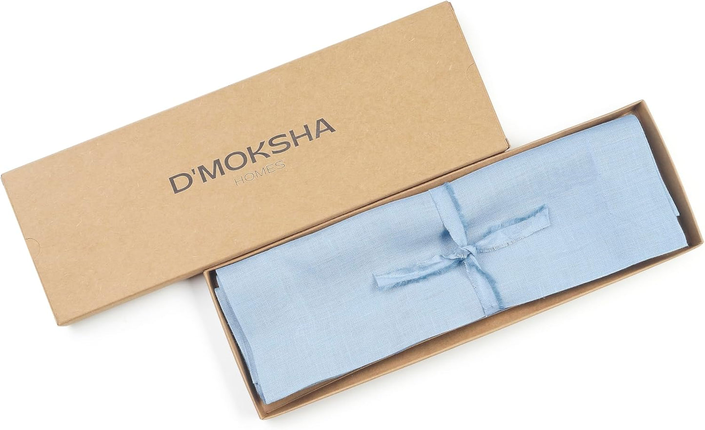 D'Moksha Homes Linen Placemats 14 x 19 Inch - Powder Blue Placemats Set of 4-100% Pure Linen Table Place Mats for Fall, Autumn and Halloween - Handcrafted and Machine Washable